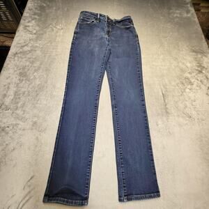 Levis Jeans Womens 4 Blue Mid Rise Skinny Dark Wash Stretch Pockets 32 Inseam